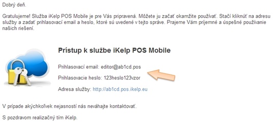 Prístup ku službe iKelp POS Mobile