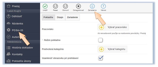 Zobrazenie možnosti pre otvorenie zoznamu z&aacute;kazn&iacute;ckych zariaden&iacute;