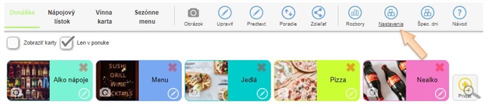 Donáška - Nastavenia v menu aplikácie