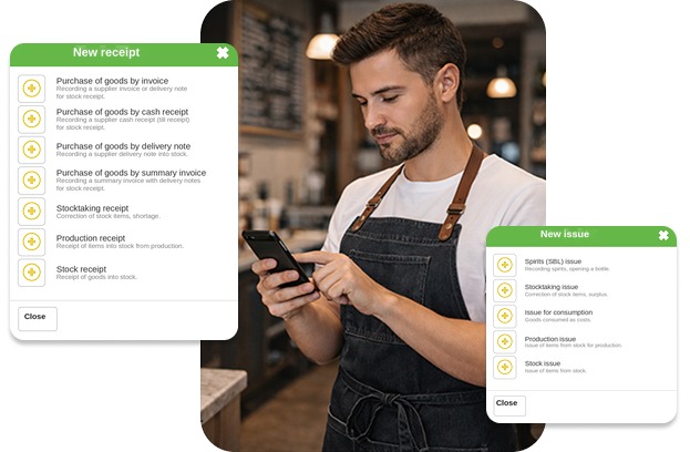 Goods receipts and stock issues from a phone in iKelp POS Mobile