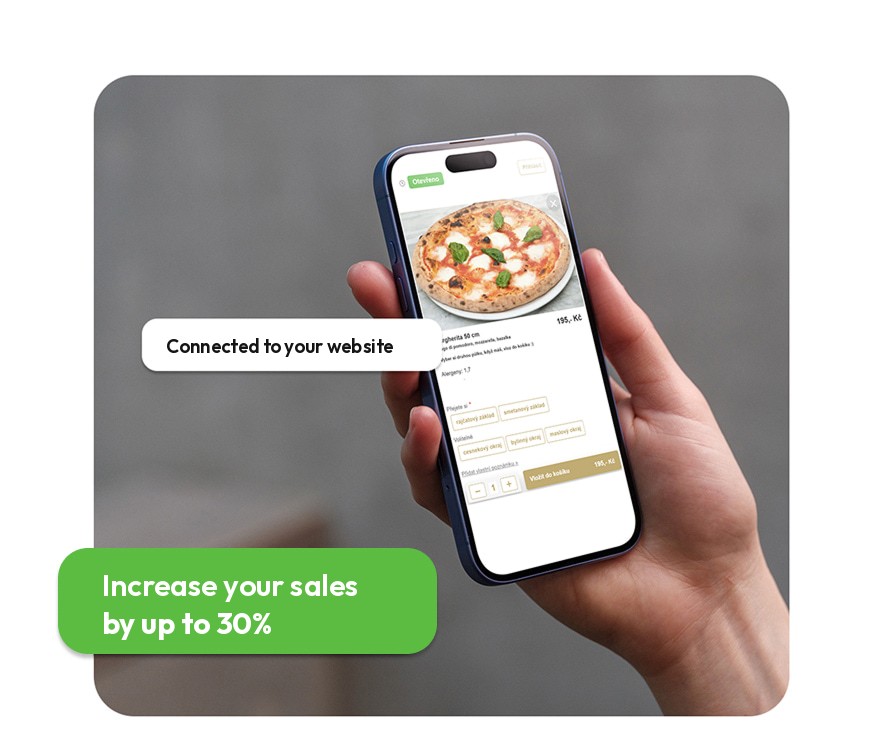 Delivery module - online menu connected to your website on a phone