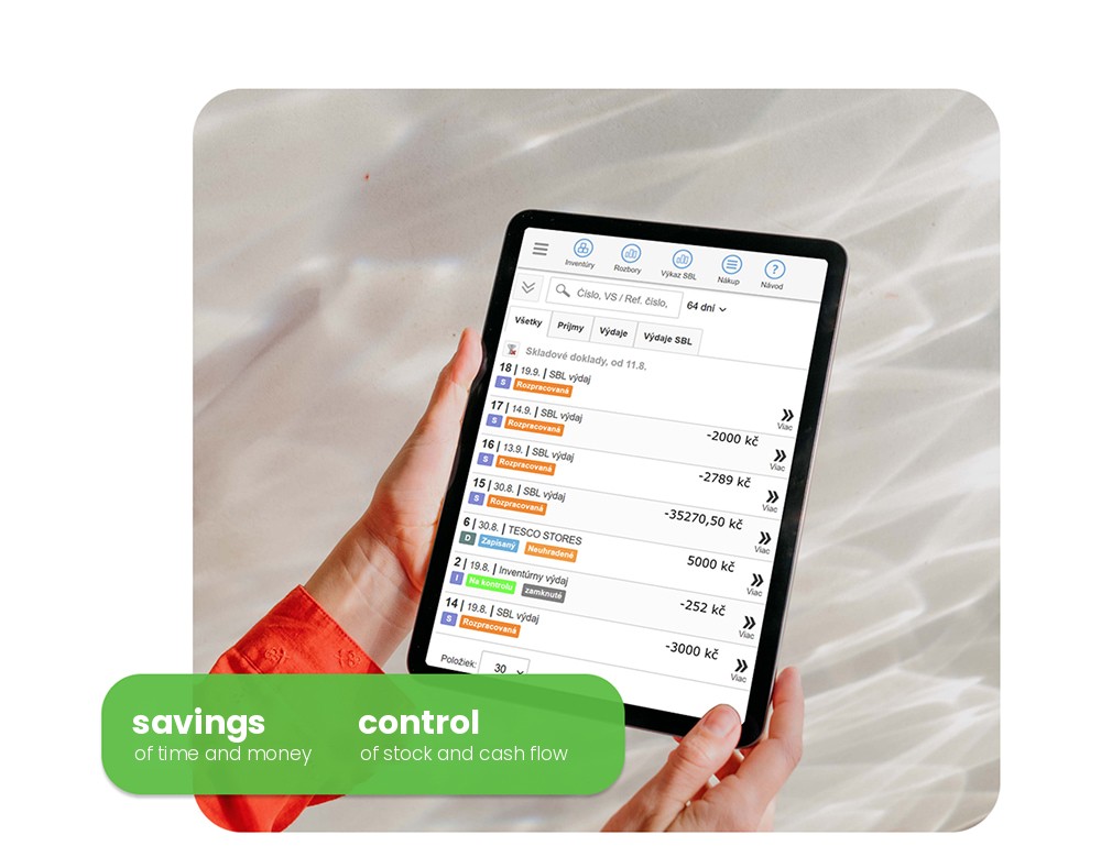 Stock management in iKelp POS Mobile on a tablet: savings of time and money, control of stock and cash flow