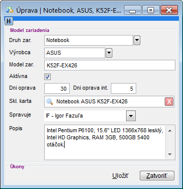 &uacute;prava modelu