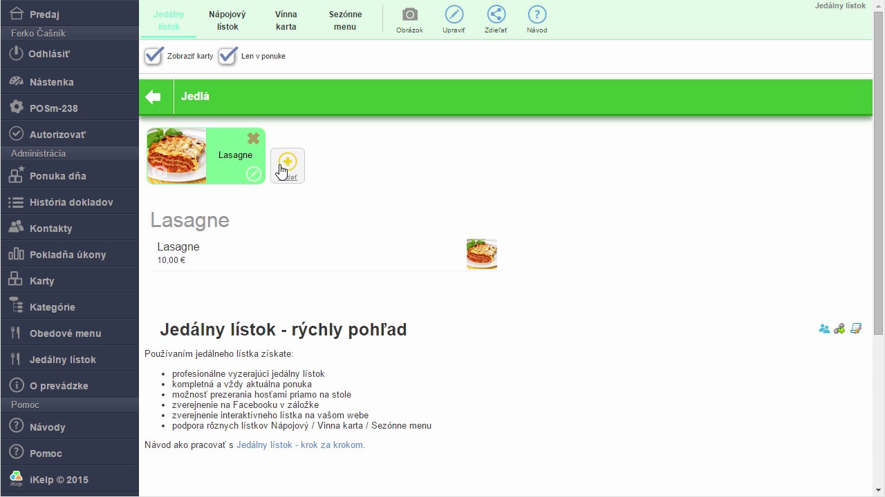 Detail kateg&oacute;rie Jedl&aacute; s pridanou podkateg&oacute;riou Lasagne obsahuj&uacute;cou jedlo Lasagne za 10,00 &euro;