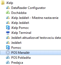 Spustenie aplikácie iKelp POS Manažér z ponuky Štart Spustenie aplikácie iKelp POS Manažér z ponuky Štart