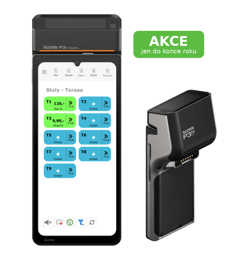 All-in-one P3H DUAL - mobiln&iacute; pokladna se dvěma displeji