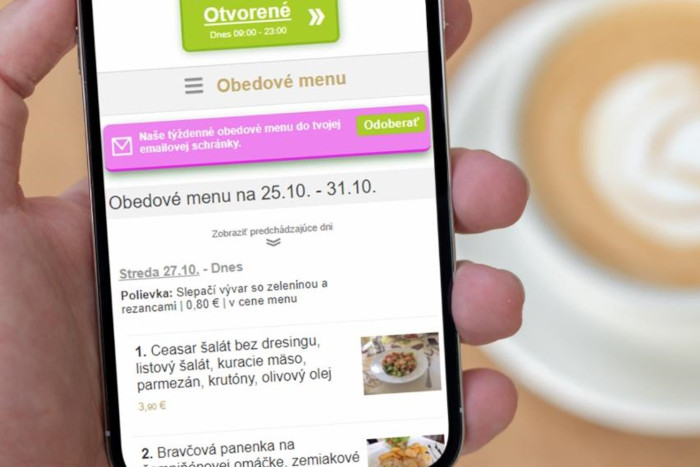 Obedové menu online