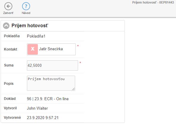Detail &uacute;hrady na pokladničnom doklade