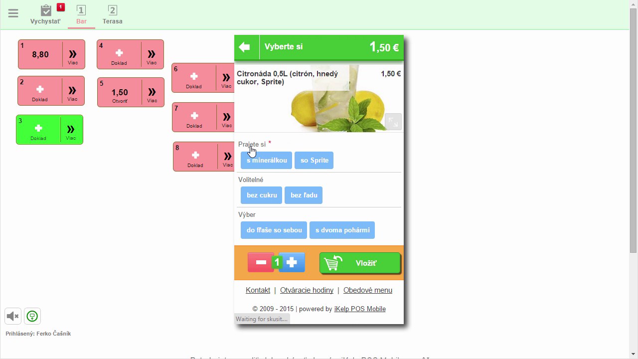 Objedn&aacute;vkov&yacute; formul&aacute;r Citron&aacute;dy 0,5L v online syst&eacute;me so sekciami Prajete si (s miner&aacute;lkou, so Sprite), Voliteľn&eacute; (bez cukru, bez ľadu) a V&yacute;ber (do fľa&scaron;e so sebou, s dvoma poh&aacute;rmi)