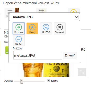 Po kliknutí na tlačítko Upravit se zobrazí nabídka pro editaci obrázků na kartě. Po kliknutí na tlačítko Upravit se zobrazí nabídka pro editaci obrázků na kartě.