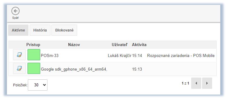 Zoznam zariaden&iacute;