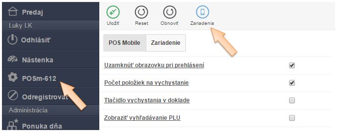 Zobrazenie možnosti pre otvorenie zoznamu zákazníckych zariadení Zobrazenie možnosti pre otvorenie zoznamu zákazníckych zariadení