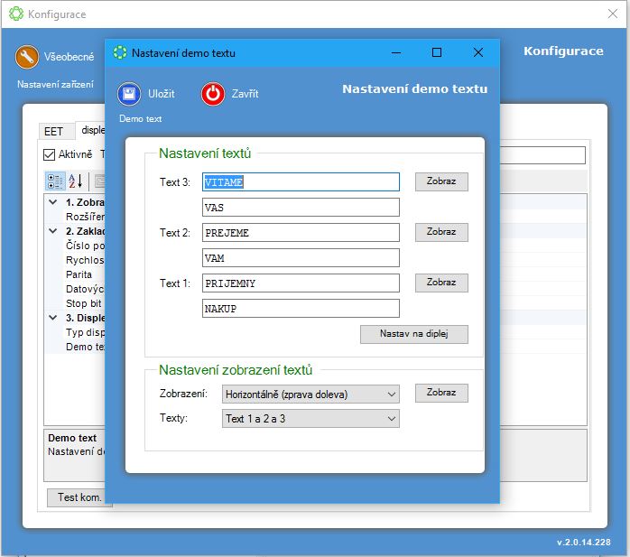 POS Manažer - nastaven&iacute; displeje VFD-650